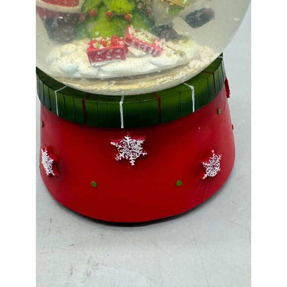 Santa & Snowman Christmas Snow Globe tree jolly snowflakes red green 6" READ - Picture 6 of 11